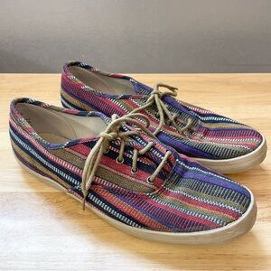Keds Boho Shoes Vintage 90s Sneakers Size 8.5 Serape Multi Color Lace Up